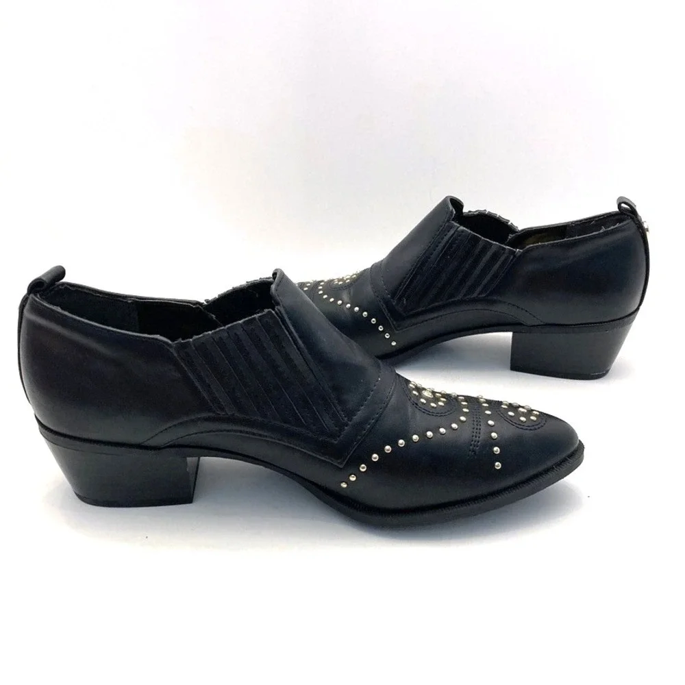Circus by Sam Edelman Helena Black Studded Ankle Boots Womens 7 M Western Punk